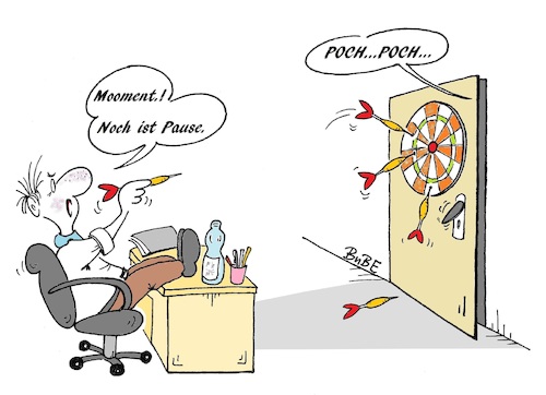 Cartoon: Dart im Büro (medium) by BuBE tagged dart,büro,humor,schreibtisch,pfeile,pause,beamter,angestellter,sport,tür