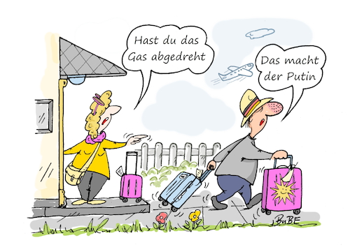 Cartoon: Gas abdrehen (medium) by BuBE tagged energiekrise,erdgas,gaspipeline,putin,gaslieferung,urlaub,verreisen,eigenheim,energiekrise,erdgas,gaspipeline,putin,gaslieferung,urlaub,verreisen,eigenheim