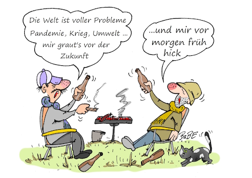 Cartoon: Grillzeit (medium) by BuBE tagged grillen,grillzeit,freizeit,zukunft,zukunftsangst,dialog,grillgespräche,bratwurst,bier,grillen,grillzeit,freizeit,zukunft,zukunftsangst,dialog,grillgespräche,bratwurst,bier