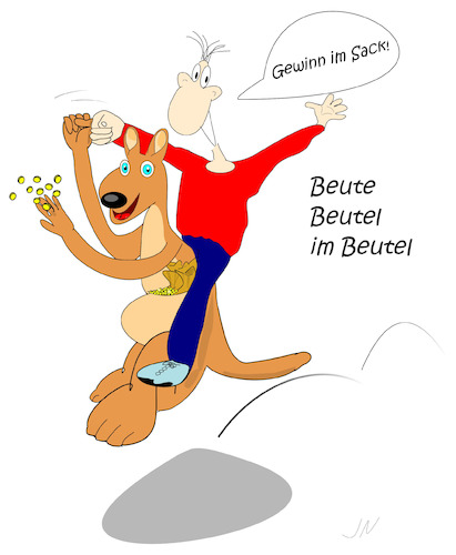 Cartoon: Auf Beutezug (medium) by Jochen N tagged känguru,sprung,springt,australien,raub,geld,gold,sack,dieb,einbruch,überfall,gewinn,erfolg,beute,beutel,flucht