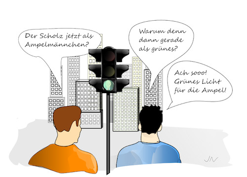 Cartoon: Berlin (medium) by Jochen N tagged ampel,spd,grüne,fdp,scholz,sondierung,koalition,bundeskanzler,regierung,ampelmännchen,licht