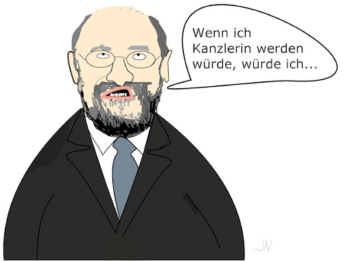 Cartoon: Martin Schulz Kanzlerkandidat (medium) by Jochen N tagged wahlkampf,bundestagswahl,tv,duell,angela,merkel,martin,schulz,kanzlerkandidat,kanzlerin,bundeskanzler,spd,cdu,wahl,wählen,wähler