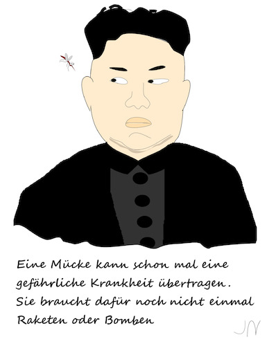 Cartoon: Raketenmann (medium) by Jochen N tagged kim,jong,un,trump,nordkorea,diktator,atomwaffe,krieg,mücke,krankheit,bombe,gefahr,gefährlich