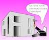 Cartoon: 3-D-Drucker (small) by Jochen N tagged haus,gebäude,3d,drucker,handwerk,tradition,bau,baustelle,bauen,hammer,architektur,technik,roboter,digitalisierung