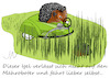 Cartoon: Schlauer Fuchs (small) by Jochen N tagged igel,rasen,rasenmäher,autonom,mähroboter,aufsitzmäher,lenkrad,klingel,fahrradklingel,tier,tiere,naturschutz,artenschutz,garten,mähen,tod