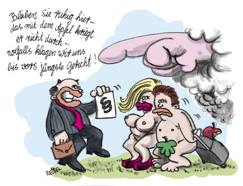 Cartoon: Adam und Eva (medium) by REIBEL tagged jura,juristerei,recht,gesetz,sünde,paradies,adam,eva,anwalt,teufel,gericht,verbannung,apfel,freispruch,jura,juristerei,recht,gesetz,sünde,paradies,adam,eva,anwalt,teufel,gericht,verbannung,apfel,freispruch