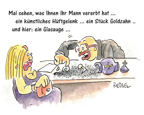 Cartoon: Nachlass (medium) by REIBEL tagged erbe,tod,nachlass,urne,asche,erbe,tod,nachlass,urne,asche