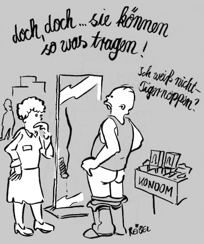 Cartoon: tigernoppen (medium) by REIBEL tagged kondom,auswahl,mode,spiegel,geschäft,beratung,anprobe,kunde,noppen,kondom,auswahl,mode,spiegel,geschäft,beratung,anprobe,kunde,noppen