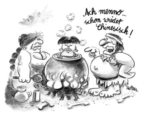 Cartoon: topfgespräche (medium) by REIBEL tagged chinesisch,essen,kannibalen,urwald,kochtopf,kulturen,meckern,schmecken,chinesisch,essen,kannibalen,urwald,kochtopf,kulturen,meckern,schmecken