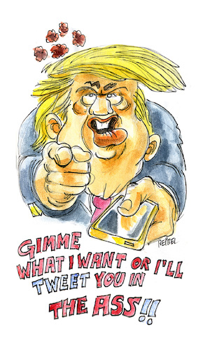 Cartoon: Trumpdays 3 (medium) by REIBEL tagged trump,tweet,twitter,usa,präsident,macht,trump,tweet,twitter,usa,präsident,macht
