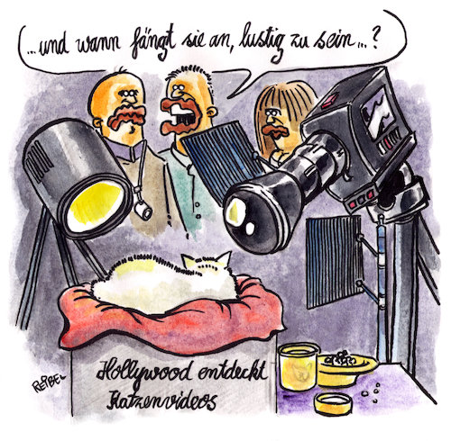 Cartoon: Viral (medium) by REIBEL tagged katze,video,viral,internet,hit,hollywood,film,set,kamera,regisseur,web,katze,video,viral,internet,hit,hollywood,film,set,kamera,regisseur,web