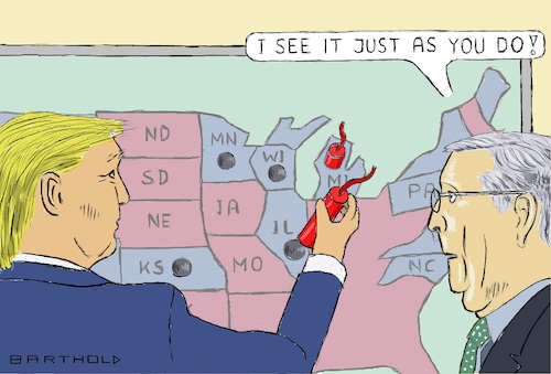Cartoon: Are Blue States Part of America? (medium) by Barthold tagged corona,crisis,usa,shortfall,revenues,high,expenses,need,federal,support,donald,trump,mitch,mcconnell,intend,to,refuse,help,bailout,blue,states,installation,dynamite,sticks,caricature,barthold,corona,crisis,usa,states,shortfall,revenues,high,expenses,need,federal,support,donald,trump,mitch,mcconnell,intend,to,refuse,help,blue,installation,dynamite,sticks,caricature,barthold