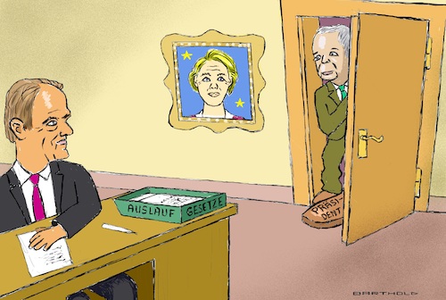 Cartoon: Fuß in der Tür (medium) by Barthold tagged polen,präsidentenwahl,2025,sieger,karol,nawrocki,konservativ,unterstützt,von,pis,büro,regierungschef,donald,tusk,jaroslaw,kaczynski,übergroßer,fuß,tür,symbol,präsident,vetorecht,gesetzesvorhaben,cartoon,karikatur,barthold,polen,präsidentenwahl,2025,sieger,karol,nawrocki,konservativ,unterstützt,von,pis,büro,regierungschef,donald,tusk,jaroslaw,kaczynski,übergroßer,fuß,tür,symbol,präsident,vetorecht,gesetzesvorhaben,cartoon,karikatur,barthold