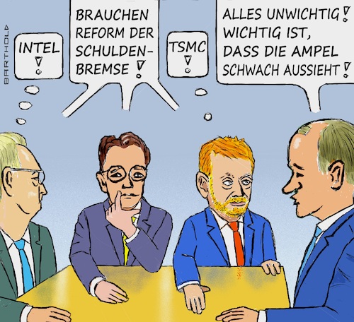 Cartoon: Geht s ums Land? (medium) by Barthold tagged urteil,bundesverfassungsgericht,gegen,nutzung,sonderhaushaltsmittel,neue,projekte,einhaltung,jährlichkeit,30,milliarden,fehlbetrag,haushalt,2024,zweck,klage,demontage,ampel,konstruktive,haltung,unions,ministerpräsidenten,reiner,hasloff,hendrik,wüst,michael,kretschmer,gegner,reform,friedrich,merz,carsten,linnemann,gefährdung,ansiedlung,chipfabriken,intel,tsmc,cartoon,karikatur,barthold,urteil,bundesverfassungsgericht,gegen,nutzung,sonderhaushaltsmittel,neue,projekte,einhaltung,jährlichkeit,30,milliarden,fehlbetrag,haushalt,2024,zweck,klage,demontage,ampel,konstruktive,haltung,unions,ministerpräsidenten,reiner,hasloff,hendrik,wüst,michael,kretschmer,gegner,reform,friedrich,merz,carsten,linnemann,gefährdung,ansiedlung,chipfabriken,intel,tsmc,cartoon,karikatur,barthold