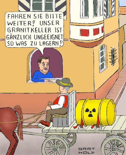 Cartoon: Herr Söder-Ohnemichel (medium) by Barthold tagged markus,söder,bayerischer,ministerpräsident,verweigerung,atommüllendlager,bayern,populist,ohnemichel,pferdefuhrwerk,atommüllbehälter,altstadt,fass,cartoon,karikatur,barthold,markus,söder,bayerischer,ministerpräsident,verweigerung,atommüllendlager,bayern,populist,ohnemichel,pferdefuhrwerk,atommüllbehälter,altstadt,fass,cartoon,karikatur,barthold