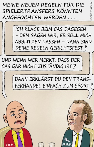 Cartoon: Infantinos neuester Coup (medium) by Barthold tagged gianni,infantino,chef,fifa,juan,dios,crespo,profaa,professional,football,agents,association,verband,transfer,agentur,cas,sportsgerichtshof,festes,reglement,regelwerk,ffar,verstoß,kartellrecht,aufbau,geldquelle,einnahmequelle,cartoon,karikatur,barthold,gianni,infantino,chef,fifa,juan,dios,crespo,profaa,professional,football,agents,association,verband,transferagenturen,cas,sportsgerichtshof,festes,reglement,regelwerk,ffar,verstoß,kartellrecht,aufbau,geldquelle,einnahmequelle,cartoon,karikatur,barthold