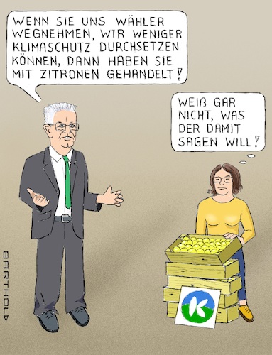 Cartoon: Klimaliste contra Grüne (medium) by Barthold tagged grüne,grünen,winfried,kretschmann,klimaliste,baden,württemberg,jessica,stolzenberger,fünf,prozent,hürde,verlorene,stimmen,egotrip,egoismus,idealismus,zitronen,handeln,verkaufsstand,cartoon,karikatur,barthold,grüne,grünen,winfried,kretschmann,klimaliste,baden,württemberg,jessica,stolzenberger,fünf,prozent,hürde,verlorene,stimmen,egotrip,egoismus,idealismus,zitronen,handeln,verkaufsstand,cartoon,karikatur,barthold