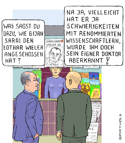 Cartoon: Kritik von der Seitenlinie (medium) by Barthold tagged lothar,wieler,chef,rki,verkürzung,genesenenstatus,drei,monate,kritik,anzählen,fdp,bijan,djir,sarai,annahme,verhandelbarkeit,tatsachen,zeitungsstand,kiosk,spekulation,auswirkung,aberkennung,doktortitel,plagiatsvorwürfe,cartoon,karikatur,barthold,lothar,wieler,chef,rki,verkürzung,genesenenstatus,drei,monate,kritik,anzählen,fdp,bijan,djir,sarai,annahme,verhandelbarkeit,tatsachen,zeitungsstand,kiosk,spekulation,auswirkung,aberkennung,doktortitel,plagiatsvorwürfe,cartoon,karikatur,barthold