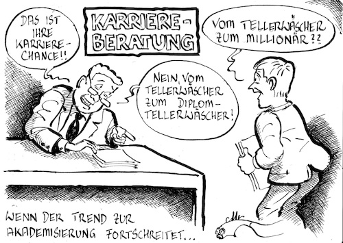 Cartoon: Akademisierung (medium) by Michael Riedler tagged akademisierung,titel,titelsucht,job,arbeitsmarkt