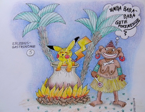 Cartoon: bei den kanibalen ... (medium) by katzen-gretelein tagged kanibalen,pokemon