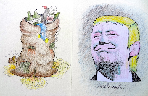 Cartoon: drecksack ... (medium) by katzen-gretelein tagged präsident,abfallsack,politik