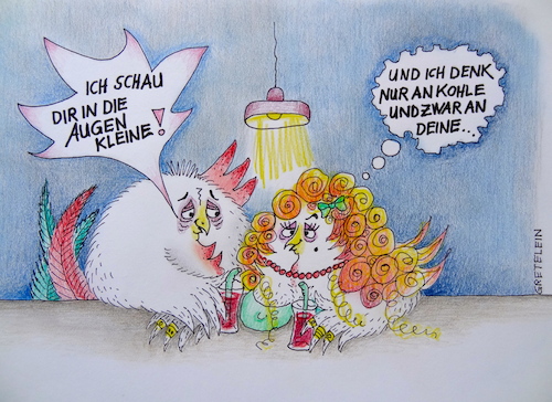 Cartoon: ich denk nur an kohle ... (medium) by katzen-gretelein tagged liebe,beziehungen
