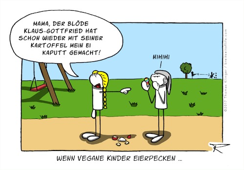 Cartoon: Wenn vegane Kinder Eierpecken .. (medium) by tomdoodle tagged ostern,easter,kinder,children