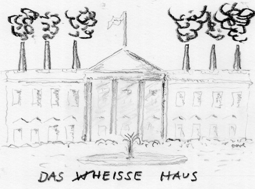 Cartoon: White House - heisses Haus (medium) by kritzelcarl tagged klimaabkommen
