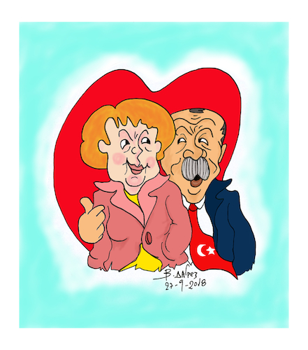 Cartoon: Merkel ERDOGAN (medium) by vasilis dagres tagged germany,turkey,merkel,erdogan