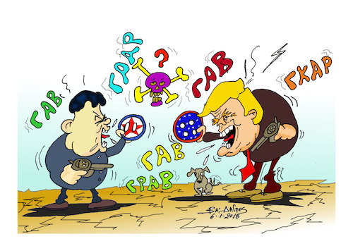 Cartoon: the button (medium) by vasilis dagres tagged donnaund,tramp,kim,jong,un