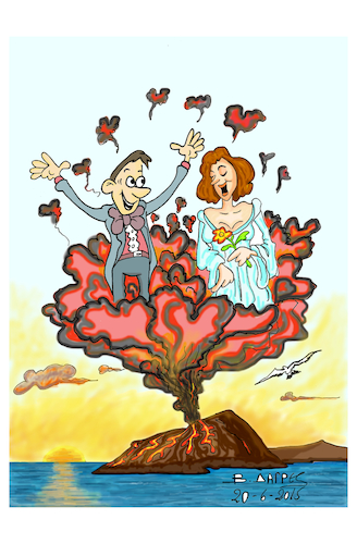 Cartoon: WEDDING IN SANTORINI. (medium) by vasilis dagres tagged creece,summer,holidays