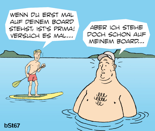 Cartoon: Tricky Board (medium) by bSt67 tagged sommer,sommerspaß,wassersport,paddelboard,board,ferien