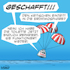 Cartoon: Artemis 2 (small) by bSt67 tagged nasa,artemis,toilette,technik,raumkapsel,weltraum,mond,erde,pazifik,landung,fallschirme,astronautin,astronauten,crew,problemlösung,ziel,freude,mondflug