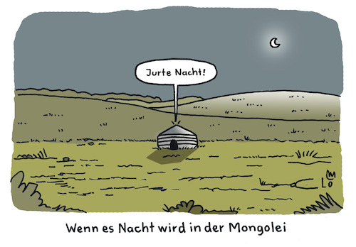 Cartoon: Am Abend... (medium) by Lo Graf von Blickensdorf tagged mongolei,jurte,steppe,mongolen,wortspiel,karikatur,lo,graf,cartoon,witz,humor,zelt,camping,gute,nacht,mondnacht,schlafen,bett,müde,mongolei,jurte,steppe,mongolen,wortspiel,karikatur,lo,graf,cartoon,witz,humor,zelt,camping,gute,nacht,mondnacht,schlafen,bett,müde