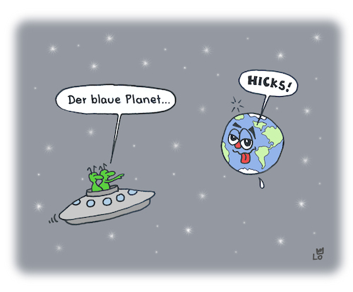 Cartoon: Außerirdische (medium) by Lo Graf von Blickensdorf tagged planet,weltall,universum,erde,weltkugel,ufo,friday,for,future,umwelt,betrunken,kaputt,erderwärmung,endzeitstimmung,planet,weltall,universum,erde,weltkugel,ufo,friday,for,future,umwelt,betrunken,kaputt,erderwärmung,endzeitstimmung