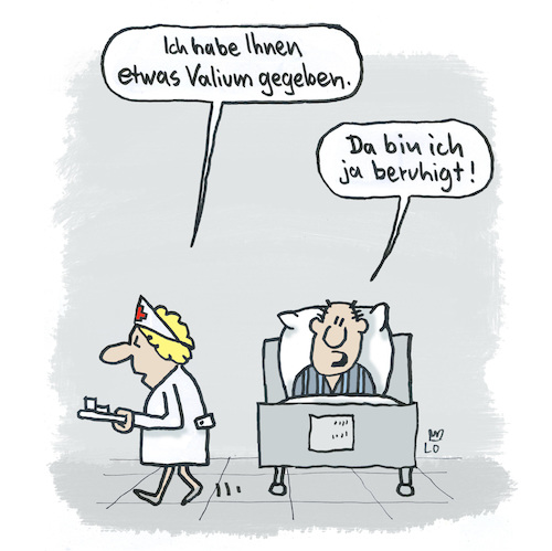 Cartoon: Beruhigungsmittel... (medium) by Lo Graf von Blickensdorf tagged krankenhaus,tabletten,valium,beruhigungsmittel,krankenschwester,patient,krank,unruhe,nervös,krankenhaus,tabletten,valium,beruhigungsmittel,krankenschwester,patient,krank,unruhe,nervös