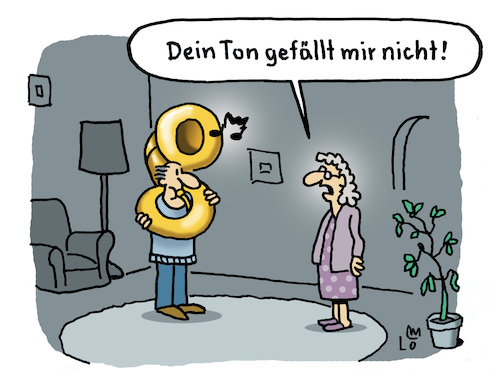 Cartoon: Hausmusik (medium) by Lo Graf von Blickensdorf tagged tuba,hausmusik,instrument,mann,frau,ton,töne,sprichwort,karikatur,lo,graf,cartoon,witz,hobbymusiker,spielmannszug,unmusikalisch,tuba,hausmusik,instrument,mann,frau,ton,töne,sprichwort,karikatur,lo,graf,cartoon,witz,hobbymusiker,spielmannszug,unmusikalisch