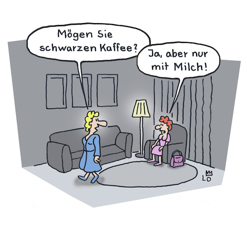 Cartoon: Kaffee (medium) by Lo Graf von Blickensdorf tagged besuch,freundin,frau,wohnzimmer,kaffee,milch,wortspiel,cartoon,lo,karikatur,frauen,beziehung,einladung,getränk,gastgeberin,gastfreundlich,fremde,lebensmittel,besuch,freundin,frau,wohnzimmer,kaffee,milch,wortspiel,cartoon,lo,karikatur,frauen,beziehung,einladung,getränk,gastgeberin,gastfreundlich,fremde,lebensmittel