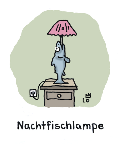 Cartoon: Lampe (medium) by Lo Graf von Blickensdorf tagged möbel,beleuchtung,nachttischchen,schlafzimmer,nachttischlampe,fisch,wortspiel,karikatur,lo,cartoon,möbel,beleuchtung,nachttischchen,schlafzimmer,nachttischlampe,fisch,wortspiel,karikatur,lo,cartoon