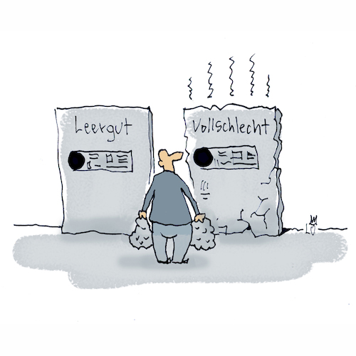 Cartoon: Leergut (medium) by Lo Graf von Blickensdorf tagged leergutautomat,pfand,flaschen,pfandflaschen,leergutautomat,pfand,flaschen,pfandflaschen