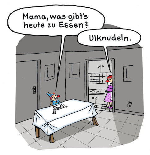 Cartoon: Mittagszeit (medium) by Lo Graf von Blickensdorf tagged mutter,kind,mittagszeit,clown,ulk,küche,tisch,esszimmer,hunger,mittagessen,karikatur,lo,cartoon,nudeln,mutter,kind,mittagszeit,clown,ulk,küche,tisch,esszimmer,hunger,mittagessen,karikatur,lo,cartoon,nudeln