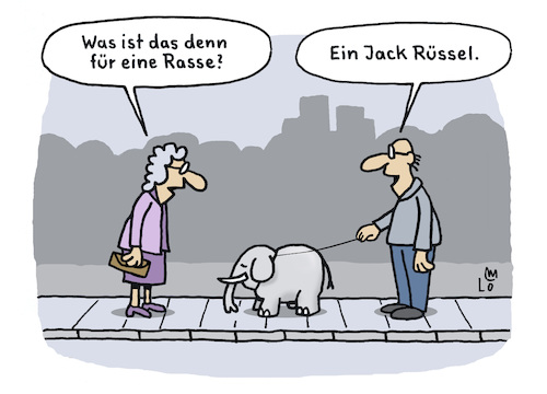 Cartoon: Neue Hunderasse (medium) by Lo Graf von Blickensdorf tagged hund,herrchen,wortspiel,hundezüchter,züchter,frauchen,hundebesitzer,elefant,rüssel,karikatur,lo,graf,cartoon,hunderasse,jack,russel,welpe,dickhäuter,hundeleine,mann,frau,straße,politik,gesellschaft,gemeinschaft,soziales,leben,nachbarin,treffen,date,hund,herrchen,wortspiel,hundezüchter,züchter,frauchen,hundebesitzer,elefant,rüssel,karikatur,lo,graf,cartoon,hunderasse,jack,russel,welpe,dickhäuter,hundeleine,mann,frau,straße,politik,gesellschaft,gemeinschaft,soziales,leben,nachbarin,treffen,date