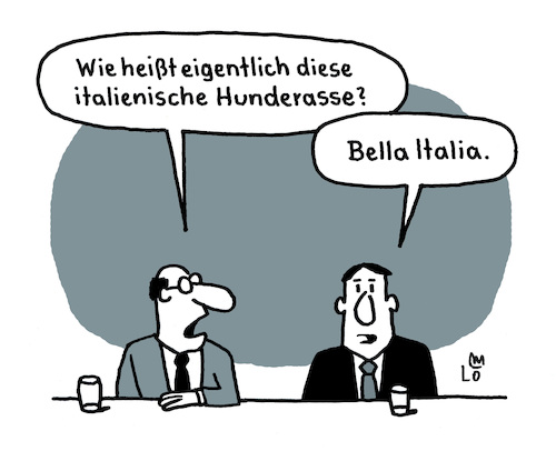 Cartoon: Neue Hunderasse (medium) by Lo Graf von Blickensdorf tagged hund,hunderasse,kneipengespräch,bella,italia,karikatur,lo,graf,cartoon,wortspiel,hund,hunderasse,kneipengespräch,bella,italia,karikatur,lo,graf,cartoon,wortspiel