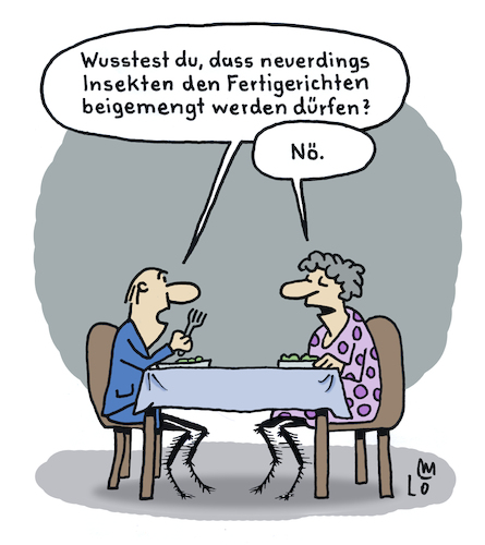 Cartoon: Neue Zutat (medium) by Lo Graf von Blickensdorf tagged essen,speisen,lebensmittel,grillen,nudeln,proteine,lo,graf,karikatur,cartoon,käfer,kafka,larven,fertiggericht,insekten,zutaten,dosengericht,heuschrecken,essen,speisen,lebensmittel,grillen,nudeln,proteine,lo,graf,karikatur,cartoon,käfer,kafka,larven,fertiggericht,insekten,zutaten,dosengericht,heuschrecken