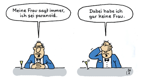 Cartoon: Paranoia (medium) by Lo Graf von Blickensdorf tagged einbildung,paranoia,frau,psychische,krankheit,mann,fata,morgana,lo,graf,cartoon,karikatur,psychologie,psychatrie,einbildung,paranoia,frau,psychische,krankheit,mann,fata,morgana,lo,graf,cartoon,karikatur,psychologie,psychatrie