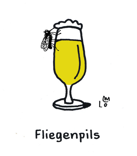 Cartoon: Prost (medium) by Lo Graf von Blickensdorf tagged wortspiel,bier,pils,pilz,fliegenpils,fliegenpilz,bierglas,fliege,insekt,stubenfliege,cartoon