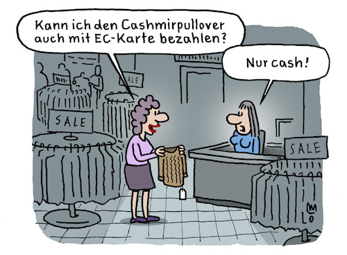 Cartoon: Pulloverkauf (medium) by Lo Graf von Blickensdorf tagged ec,karte,scheckkarte,pullover,cashmere,laden,geschäft,bekleidung,cash,bargeldlos,karikatur,lo,graf,cartoon,wolle,verkäuferin,kundin,frau,bezahlung,kasse,wortspiel,ec,karte,scheckkarte,pullover,cashmere,laden,geschäft,bekleidung,cash,bargeldlos,karikatur,lo,graf,cartoon,wolle,verkäuferin,kundin,frau,bezahlung,kasse,wortspiel