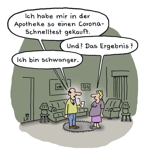 Cartoon: Schnelltest (medium) by Lo Graf von Blickensdorf tagged corona,pandemie,coronakrise,apotheke,mann,frau,schwanger,test,selbsttest,ehepaar,quarantäne,virus,wohnzimmer,zu,hause,daheim,karikatur,lo,cartoon,corona,pandemie,coronakrise,apotheke,mann,frau,schwanger,test,selbsttest,ehepaar,quarantäne,virus,wohnzimmer,zu,hause,daheim,karikatur,lo,cartoon