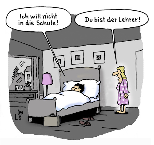 Cartoon: Schulschwänzer (medium) by Lo Graf von Blickensdorf tagged lehrer,müde,schule,mann,frau,bett,grundschule,gymnasium,realschule,lehrerin,problemschule,studienrat,hauptschule,schulschwänzer,karikatur,lo,graf,cartoon,schwänzen,blau,machen,zeugnis,schulklasse,lehrer,müde,schule,mann,frau,bett,grundschule,gymnasium,realschule,lehrerin,problemschule,studienrat,hauptschule,schulschwänzer,karikatur,lo,graf,cartoon,schwänzen,blau,machen,zeugnis,schulklasse