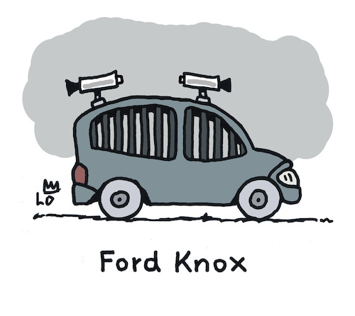 Cartoon: Sicheres Auto (medium) by Lo Graf von Blickensdorf tagged auto,kfz,wagen,sicherheit,fort,knox,ford,automarke,wortspiel,überwachungskamera,goldreserven,bewacht,karikatur,lo,cartoon,auto,kfz,wagen,sicherheit,fort,knox,ford,automarke,wortspiel,überwachungskamera,goldreserven,bewacht,karikatur,lo,cartoon